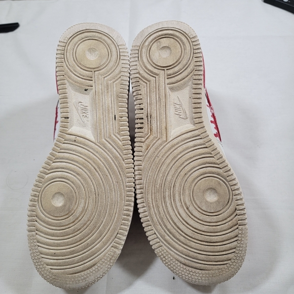 2014 Air Force One Hand Painted Red And White Theme 6.5y Size 8 Women's - Picture 10 of 12